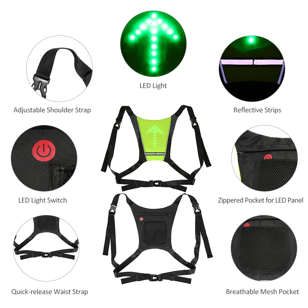 USB Oplaadbare Reflecterende LED Rugzakvest